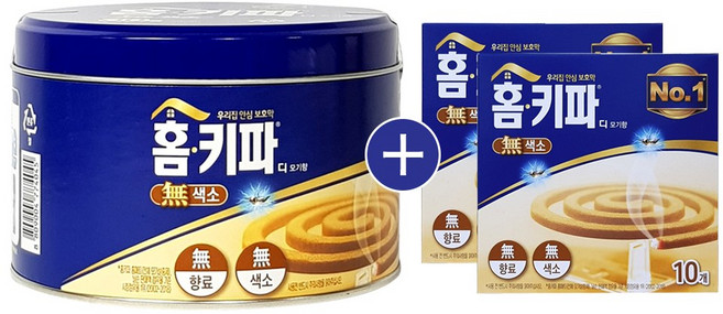 홈키파 디 모기향 무색소 50매 (캔30매 + 증정10매 x 2개) 모기약, 390g
