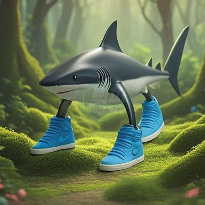 트랄라레로 트랄랄라 피규어 키링 신발신은 상어 인형 모형 열쇠고리 장난감 빅퍼 PMA0041, 1개