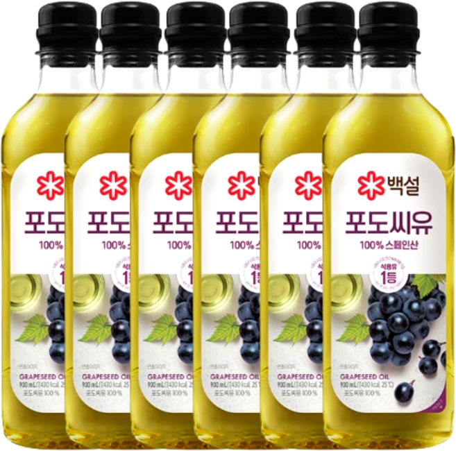 백설 포도씨유 900ml x 6개