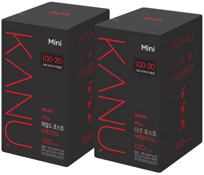 카누마일드미니 120T+다크미니 120T, 2개, 120개입, 900mg