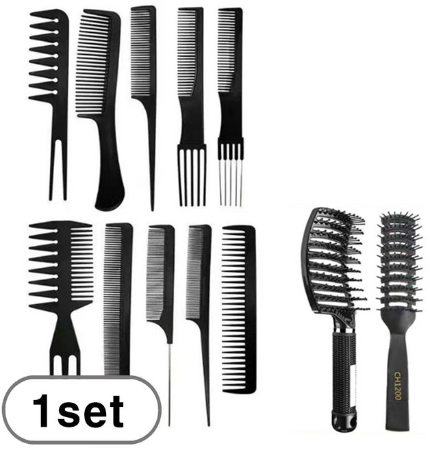 차쿠 12종 남성 헤어 브러쉬 파마 볼륨 스타일링 브러쉬 포마드 빗 커트빗, 12개세트, 1개