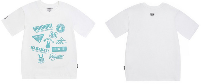 HANAHAII 버라이어티 로고 반팔티