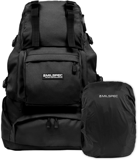 밀스펙 남녀공용 여행용 백팩 배낭 기내용 데일리, 블랙 (스탠다드) + 레인커버, 1개