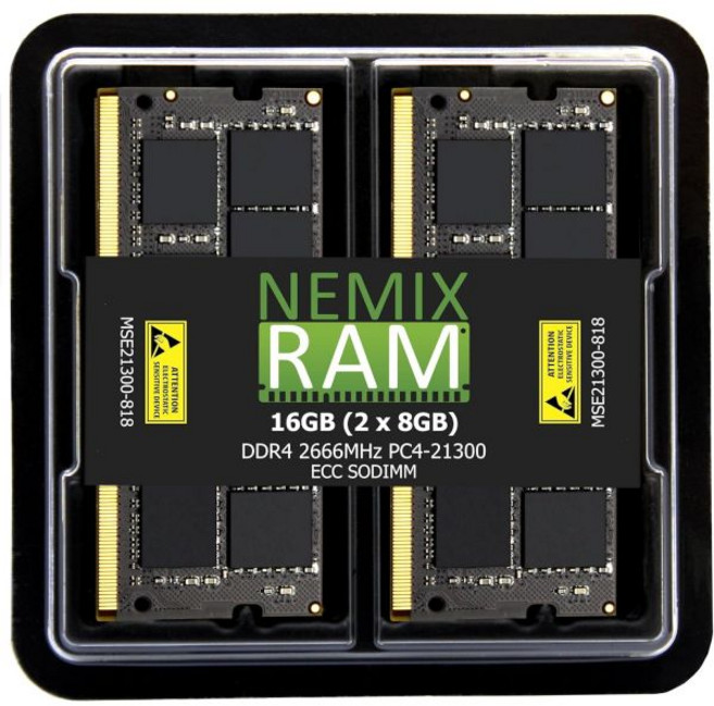 네믹스 램 16GB 2X8GB DDR4 2666MHz PC421300 1Rx8 12V CL19 260핀 ECC SODIMM 키트 시놀로지 D4ES018G 언버퍼드 메모리와 호환, 16GB (2X8GB) DDR4 2666MHZ ECC, 2개