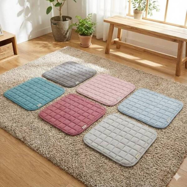 [바이누베] 천연광목 10mm 라텍스 누빔 사계절 편안한 좌식방석 45x45