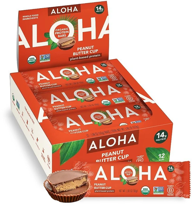 Aloha 식물성 단백질 바 초콜릿 칩 쿠키 도우 1.98온스(12팩), 18 Peanut Butter Cup Bar - 쿠팡