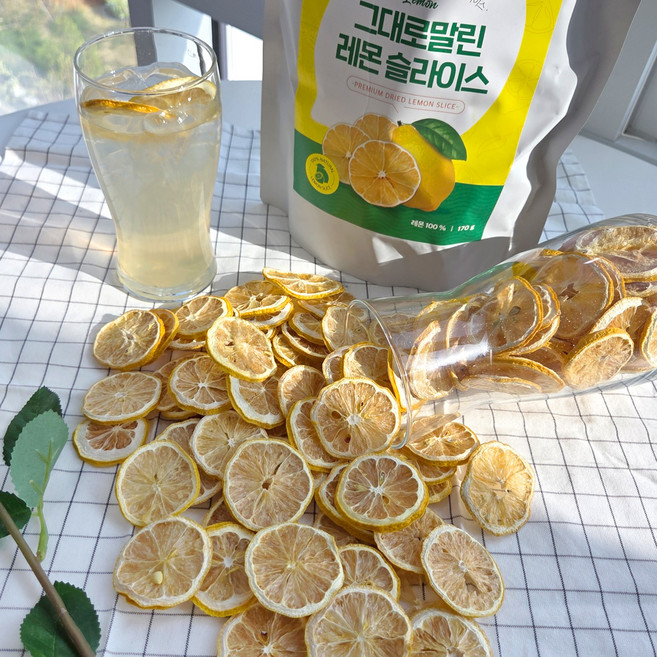 그대로말린 건조 과일 레몬 슬라이스 말린 레몬칩 조각, 1개, 1개입, 50g