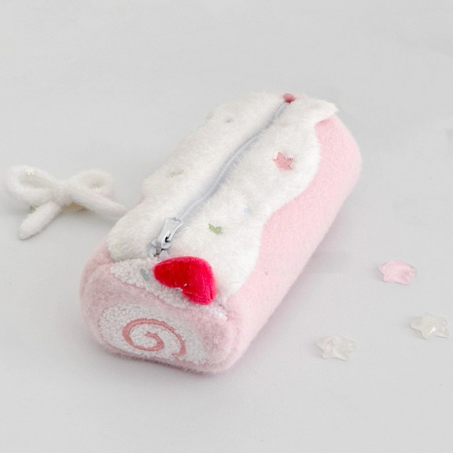 앤티키 스위트 롤케이크 필통 파우치, 1개, 핑크