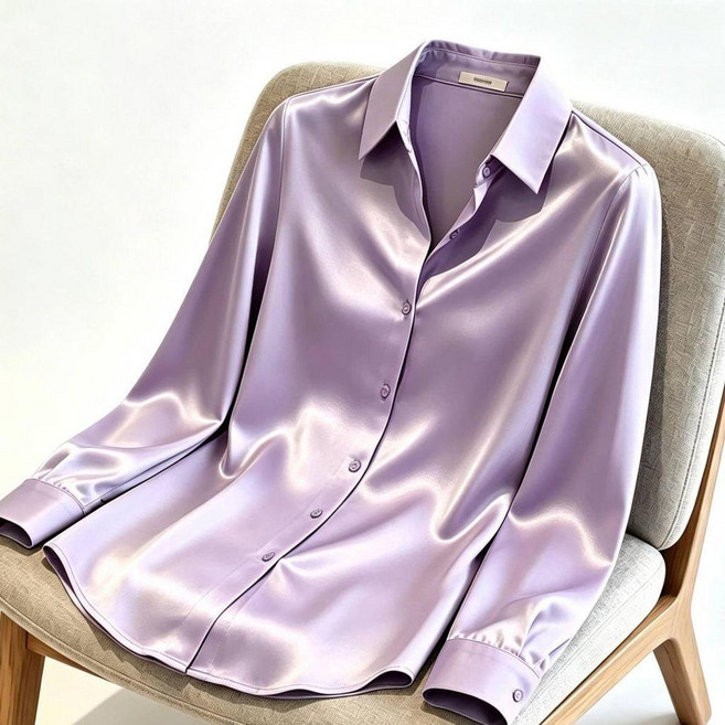 ELEGANT 真絲襯衫 桑蠶絲長袖寬鬆上衣