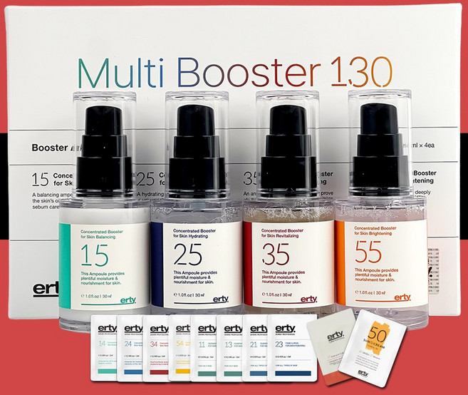 에르띠 앰플 멀티 부스터 130 진정 수분 재생 미백 세럼 4종 세트, 4개, 30ml