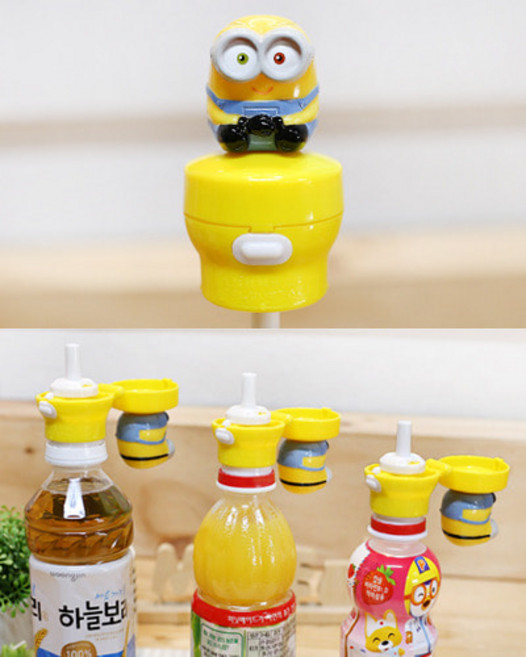 미니언즈 마스코트 원터치 스트로 페트병캡(전참시빨대), 1개, 1개
