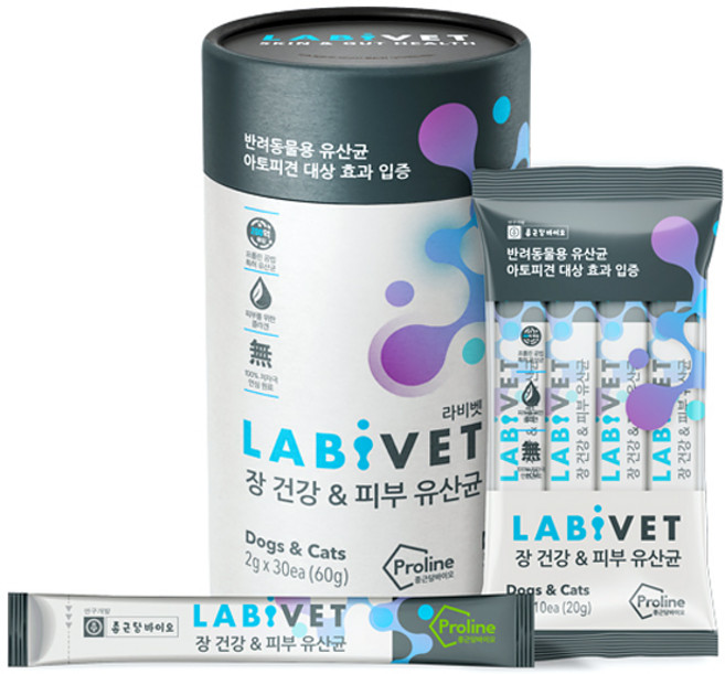 종근당라비벳 반려동물 영양제, 30회분, 피부/피모+장건강, 2개