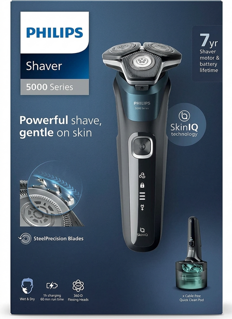 필립스 SkinIQ 5000 NEW 시리즈 전기면도기, S5889/71, 일렉트릭블루