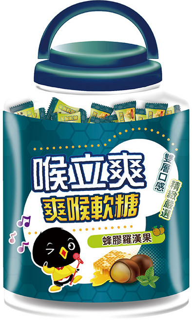 喉立爽 喉粒軟糖 蜂膠羅漢果口味 雙層口感, 400g, 1個
