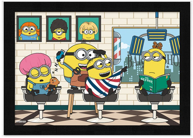 알록퍼즐 미니언즈 즐거운 미용실 500피스 직소퍼즐액자 AL5346, 1개, 퍼즐+우드블랙액자