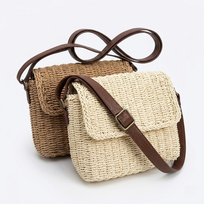 草編側背包 渡假風編織斜背包