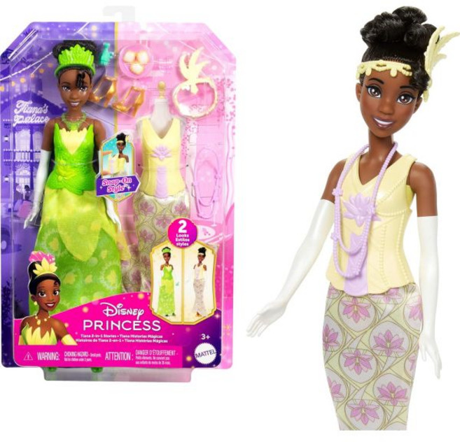 마텔 피규어 인형 디즈니 굿즈 공주 프린세스 장난감 티아나 패션 2 액세서리9개 스커트 2-in-1 스토리 영화, 원티드