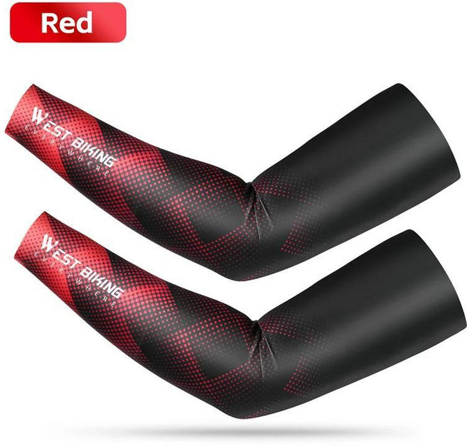 서쪽 자전거 여름 UV 냉각 원활한 인쇄 슬리브 디지털 스포츠 보호 러닝 사이클링 장비 SUNPROOF, 1개, 124Red