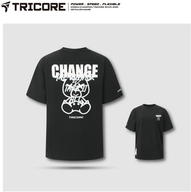 [Tricore] 트리코어 2026 오버핏티셔츠 TORT-1/2605 (BK) (소로나원단) 배드민턴&탁구&스쿼시&테니스&피클볼&라온스포츠