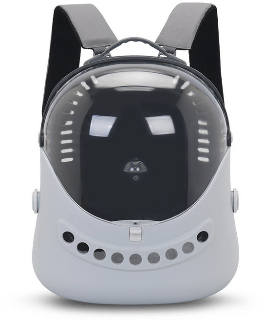 JINXIY 고양이 가방 휴대용 어깨 고양이 백팩 우주 캐빈 고양이 학교 가방 큰 -용기 겨울 하드 쉘 헬멧 고양이 가방, 회색, 1개