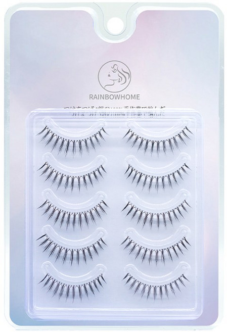 무지개홈 프리미엄속눈썹 W9 투명라인 셀프속눈썹연장 5쌍 재사용가능, 블랙, 1개