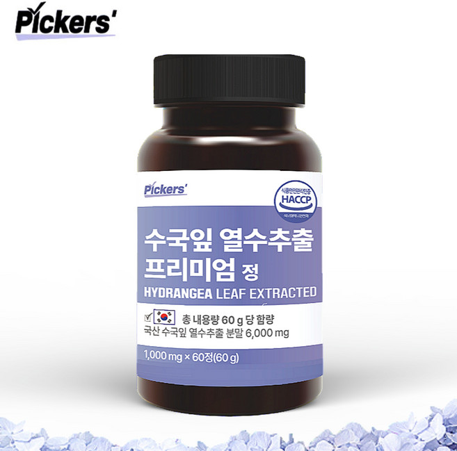 픽커스 수국잎 추출물 열수 추출 프리미엄 정 1 000mg, 60정, 1개