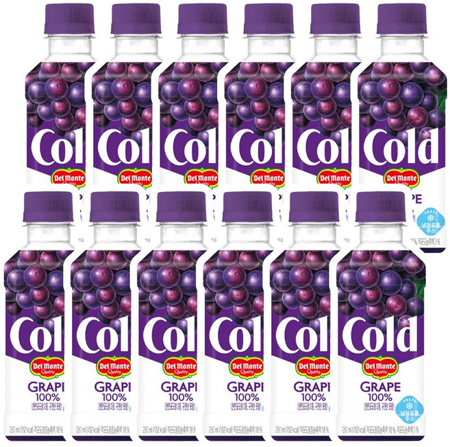델몬트 콜드 100% 포도, 12개, 250ml