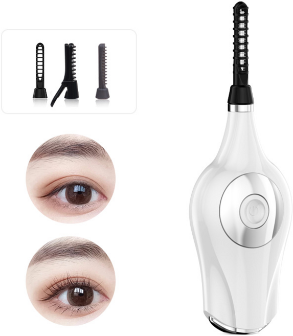 Keka 속눈썹 고데기 전기 히팅 뷰러 3단계 온도 조절 충전식, 화이트