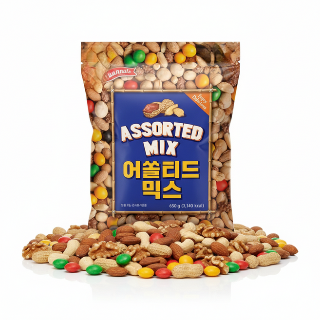 [하루견과]어쏠티드믹스넛650gX4봉/커피땅콩 믹스넛 주전부리 썬넛트, 650g, 4개