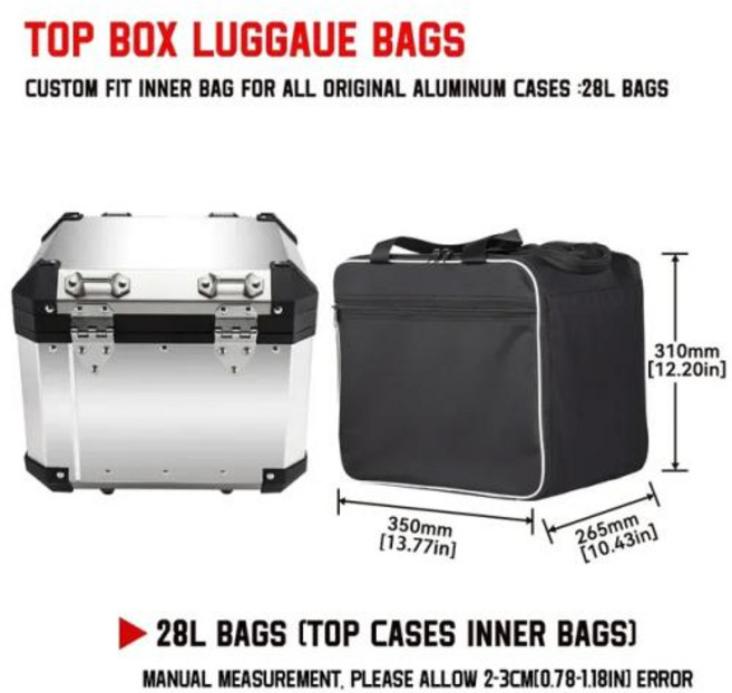 오토바이 탑박스 배달통 새들백 패니어 사이드 박스 케이스 BMW R1250GS R1200GS 어드벤처 LC GS1200 R 1200 GSAdv 2022 수하물 이너 백, 1) 28L top box bag