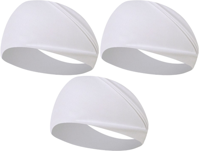 씨에스소울 스포츠 와이드 땀 흡수 헤어 밴드, 화이트, 3개