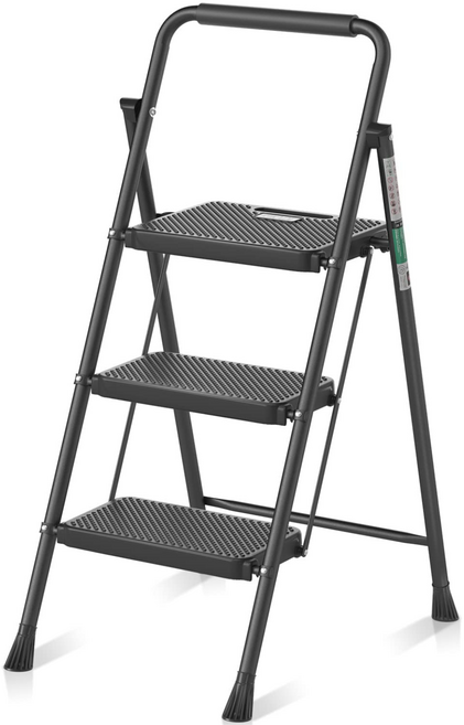 CoolHut 프리미엄 접이식 가정용 사다리 3단 경량 안전 발판 작업용 사다리, 1개