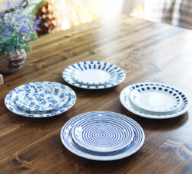 일본 블루에가와리 평접시 4P세트, 소, 1개