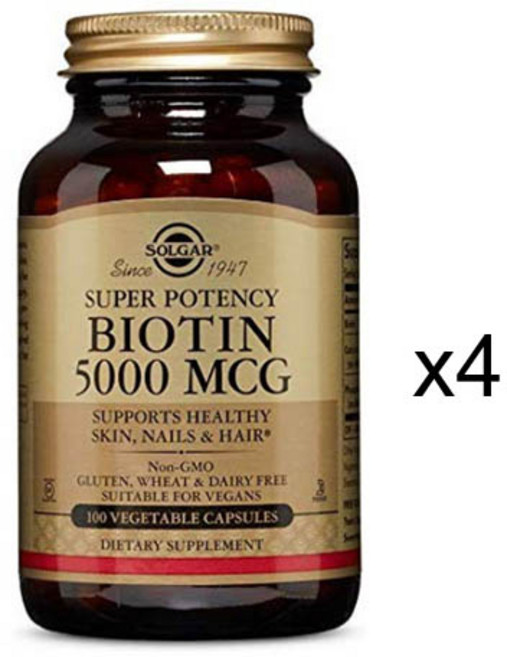 솔가 슈퍼 포텐시 비오틴 5000mcg 베지터블 캡슐, 100정, 4개