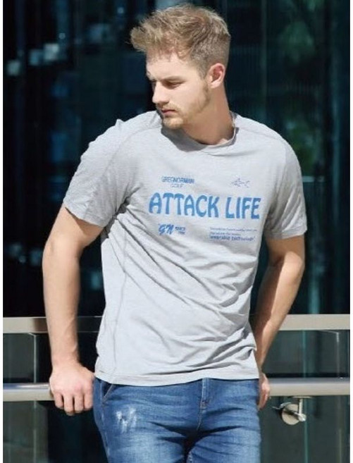 그렉노먼 남성 uv차단 라운드넥 반팔티셔츠 그레이 HMG17-TS203b