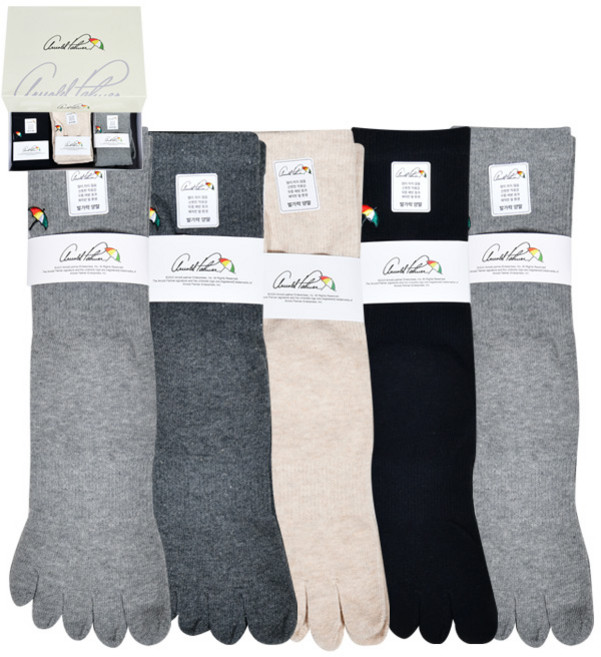 아놀드파마 심플하고 베이직한 컬러와 디자인 숙녀 무지 발가락 장목 양말