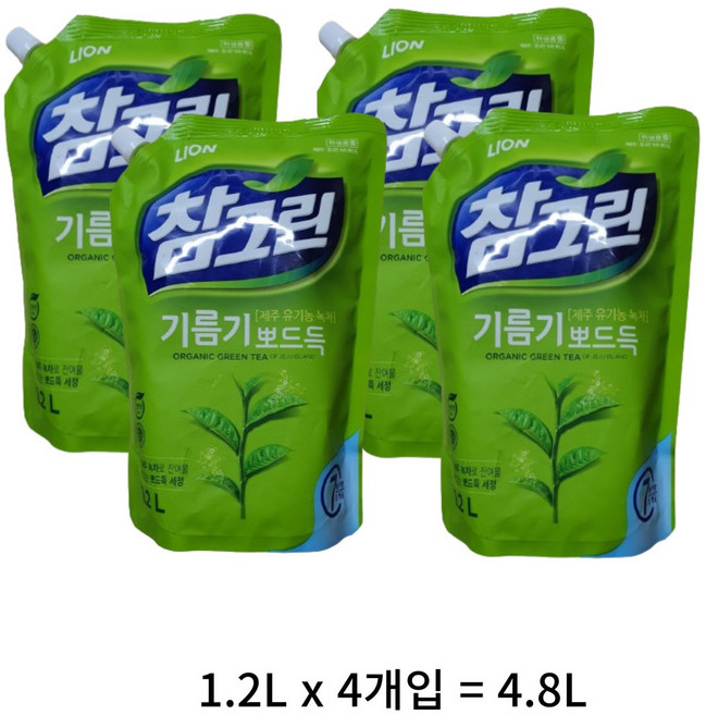 참그린 녹차 뽀드득 주방세제, 1.2L, 16개