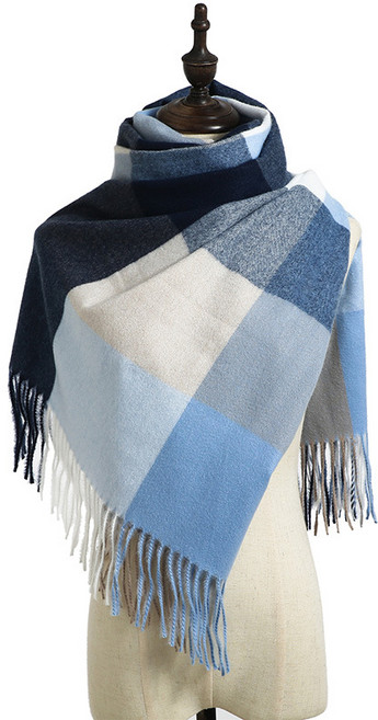 여성 체크 목도리 겨울 여자 니트목도리 큰 넓은 하늘비즈 A25 S813Z843