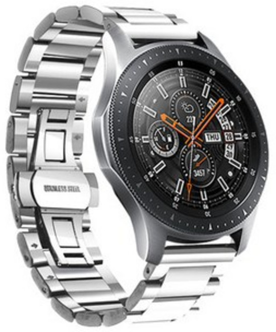 갤럭시 프론티어/기어S3/워치3 22mm 스트랩밴드 무광메탈 (45/46mm 호환 가능), 실버, 1개