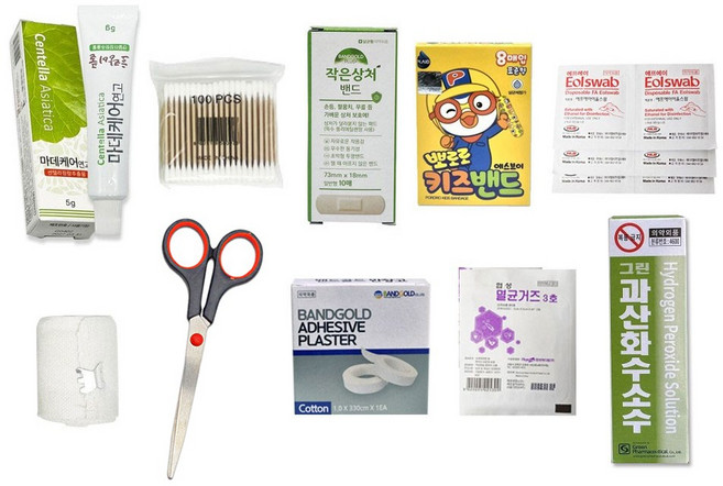 [모완비] 구급함 응급키트 약품 구급용품 10종 세트, 1세트