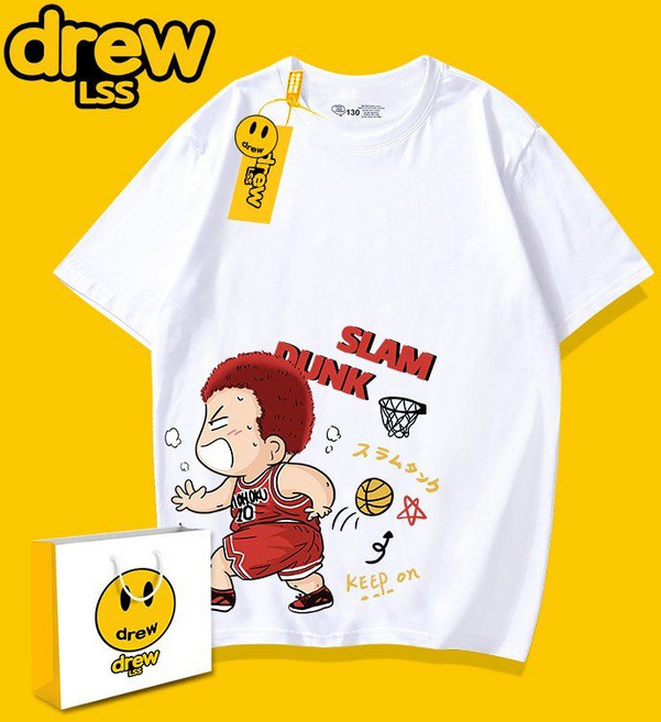 슬램덩크 캐릭터 반팔 커플 티셔츠 귀여운 농구 프린팅 티 여름