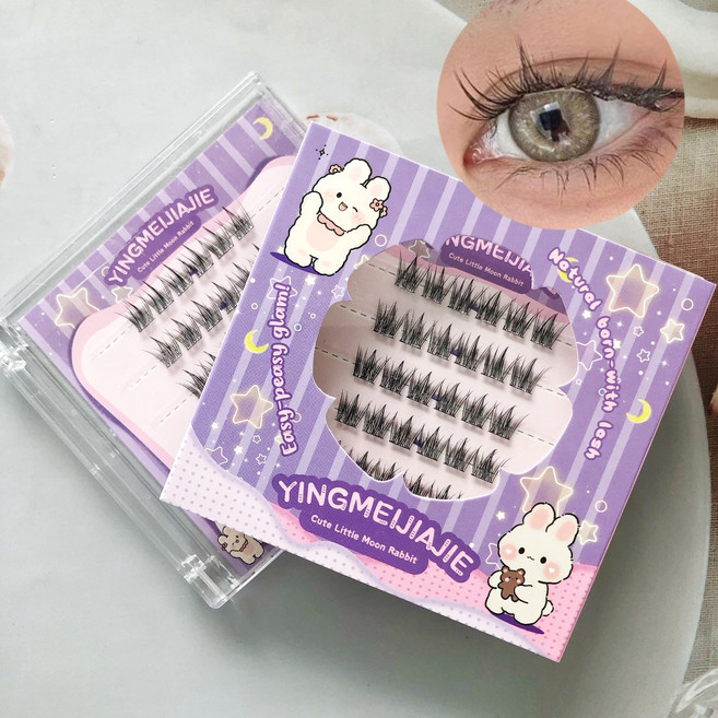 풀 필요없은 자연 속눈썹 3D인조속눈썹 세트11-13mm(다양한 스타일 가능 여성 메이크업 필수품), 6 rows of dense YFXMJ 76