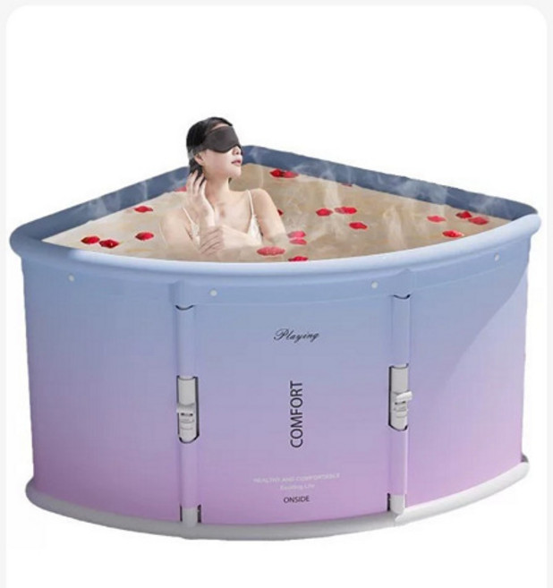 ONSIDE 摺疊浴缸 家用便攜式泡澡桶, 1個, 浴桶+坐墊