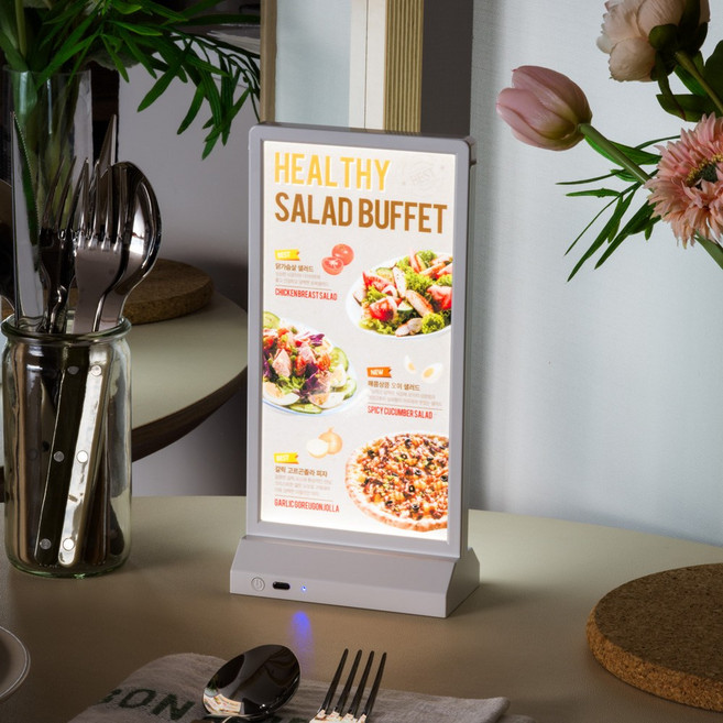쿤스트마렌 무선 LED 메뉴판 라이트패널 실내용 테이블 광고판, 1개, 105x210mm
