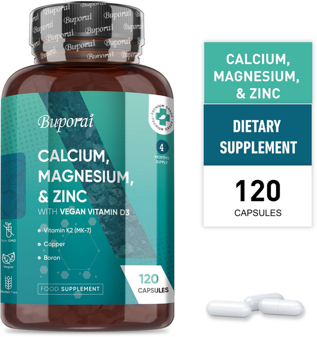 칼슘 마그네슘 아연 - 뼈 및 관절 건강 - 신진대사 - 스포츠, 1개, 120정