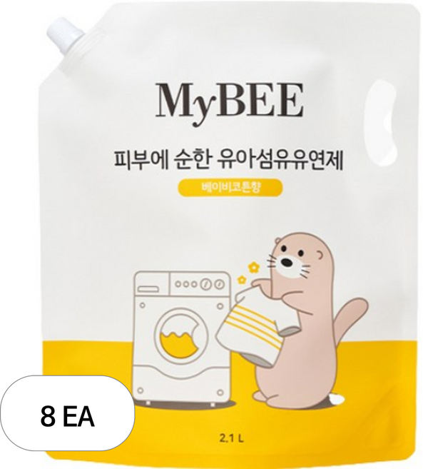 마이비 피부에순한 유아 섬유유연제 베이비코튼향 리필, 2100ml, 8개