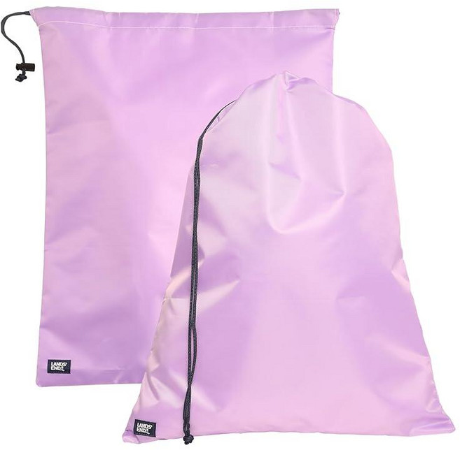 Lands' End Travel Laundry Bags 2-Pack 폴리에스테르(통기성) Canvas Dirty Clothes Bag with Drawstring (Lilac