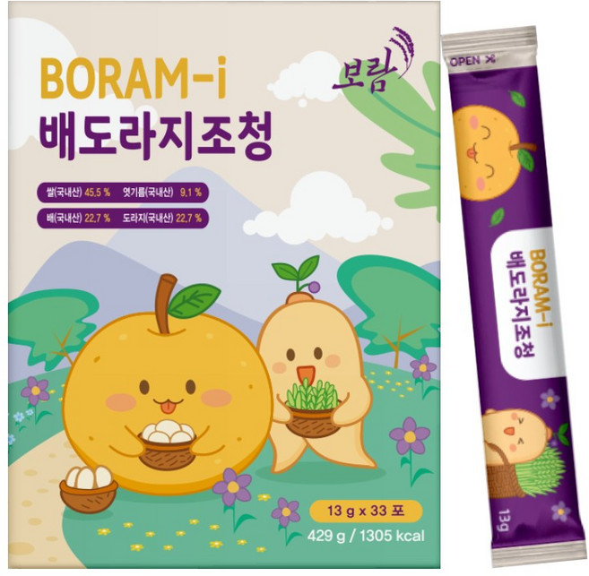 영월 전통 아이 수제 배 도라지청 조청 스틱, 33개, 13g