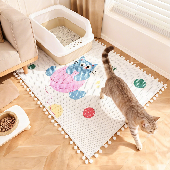 고양이 쓰레기통 비말 방지 매트 고양이 비말 방지 쓰레기통 매트, 1개, 흰색