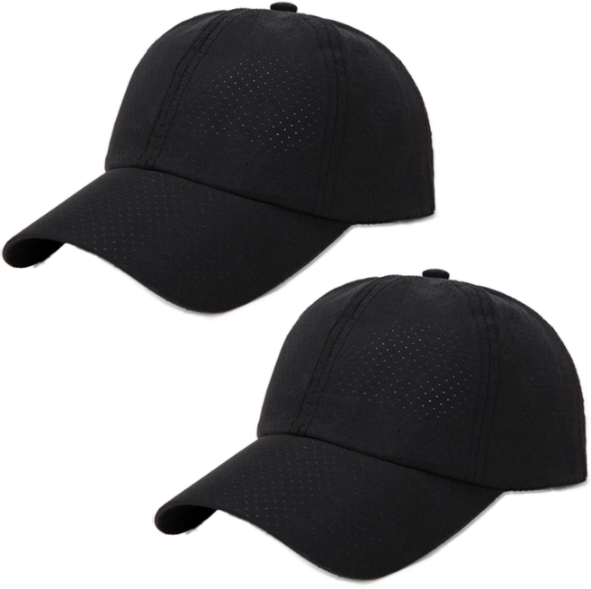 스포츠 러닝 메쉬 모자 1+1, 1세트, 블랙+블랙
